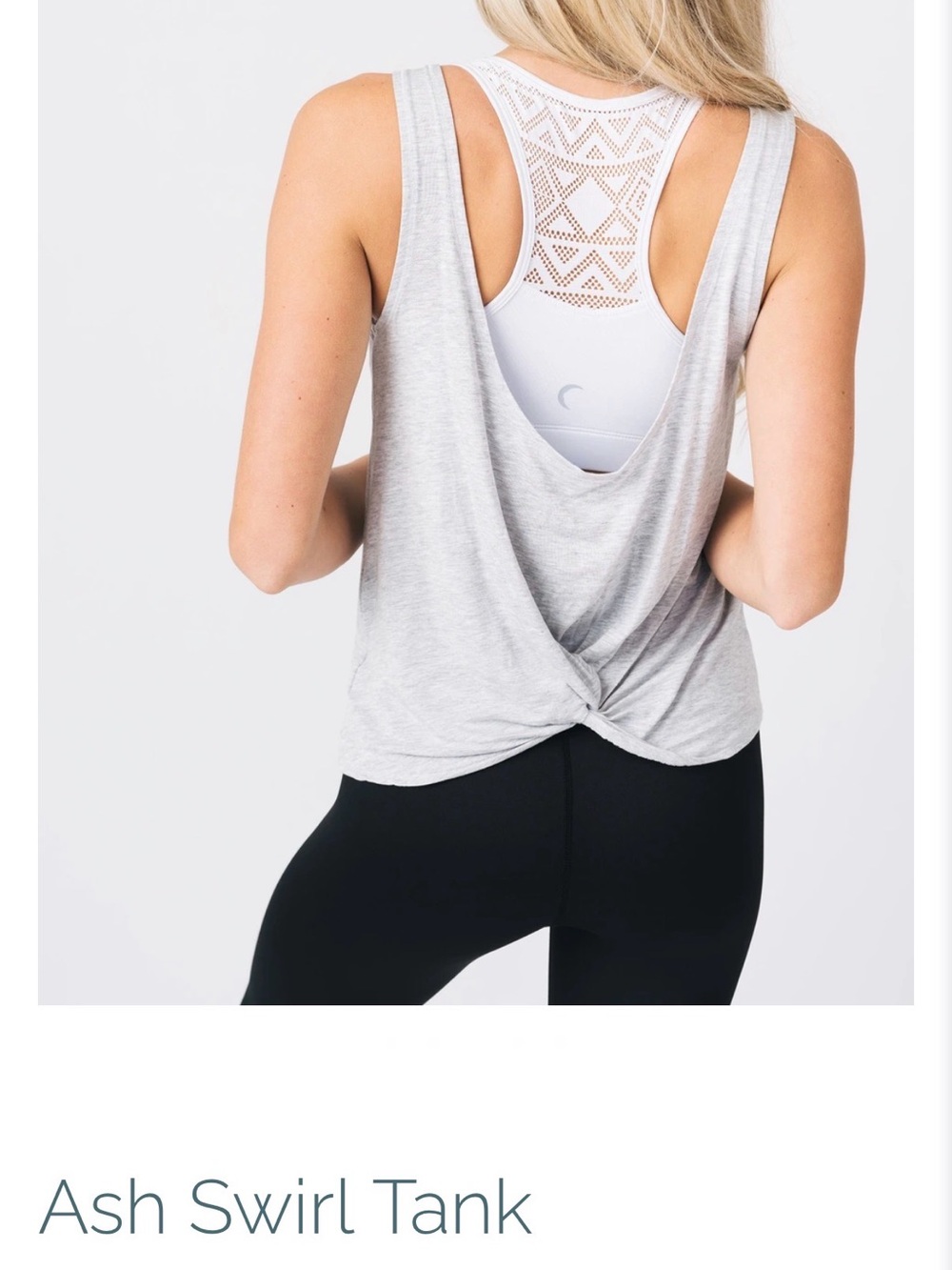 Ash Swirl Tank - Zyia Women's Light Gray Twist-Back Tank